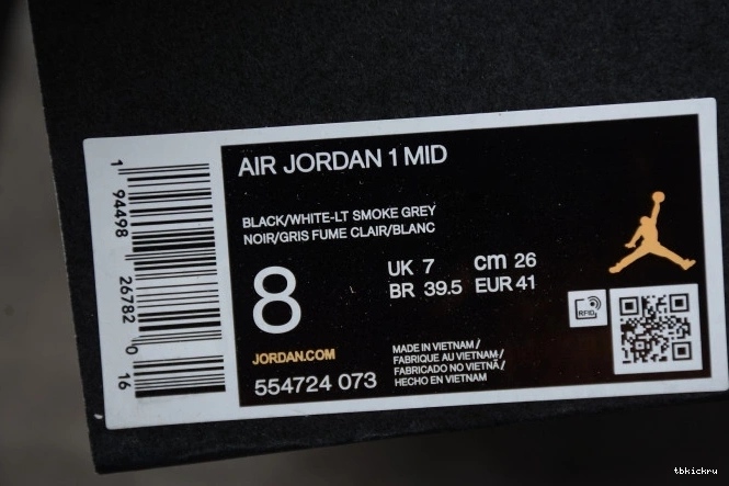 Cheap TBkick Mid 1 Shadow Jordan White 554724-073 AIR 0711